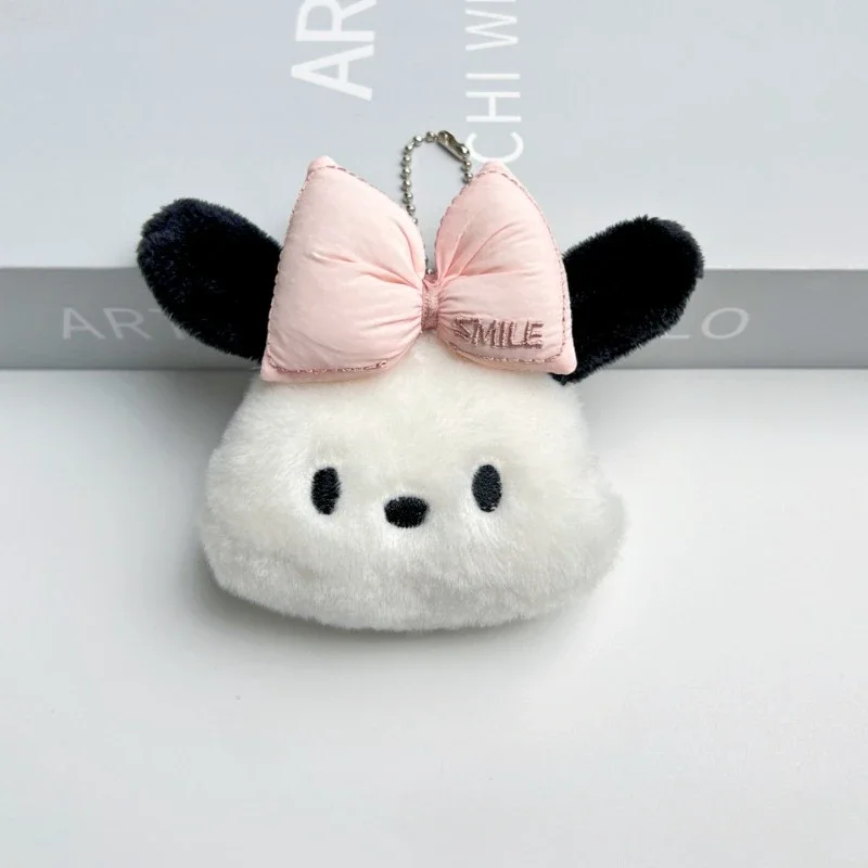 Miniso Sanrio Pochacco Plush Toys Keychain Cartoon Anime Cell Phone Pendant Bow Tie Doll Backpack Ornaments Girls Birthday Gift