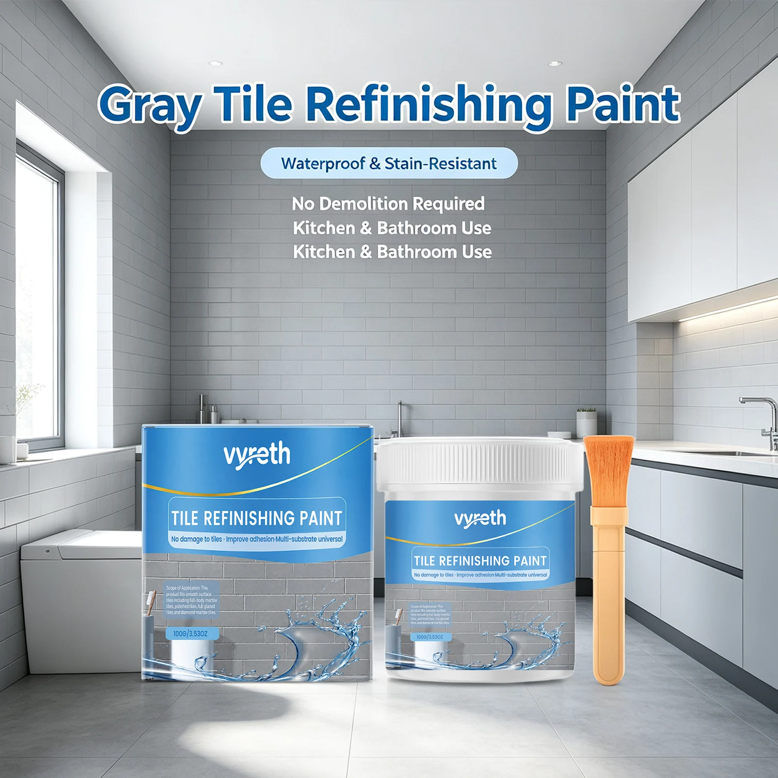 Tile Waterproof Paint Repair Scratch Filler Coating Wall Bathtub Renovation Easy to Use Quick Drying Tile Refinishing Paint Kit