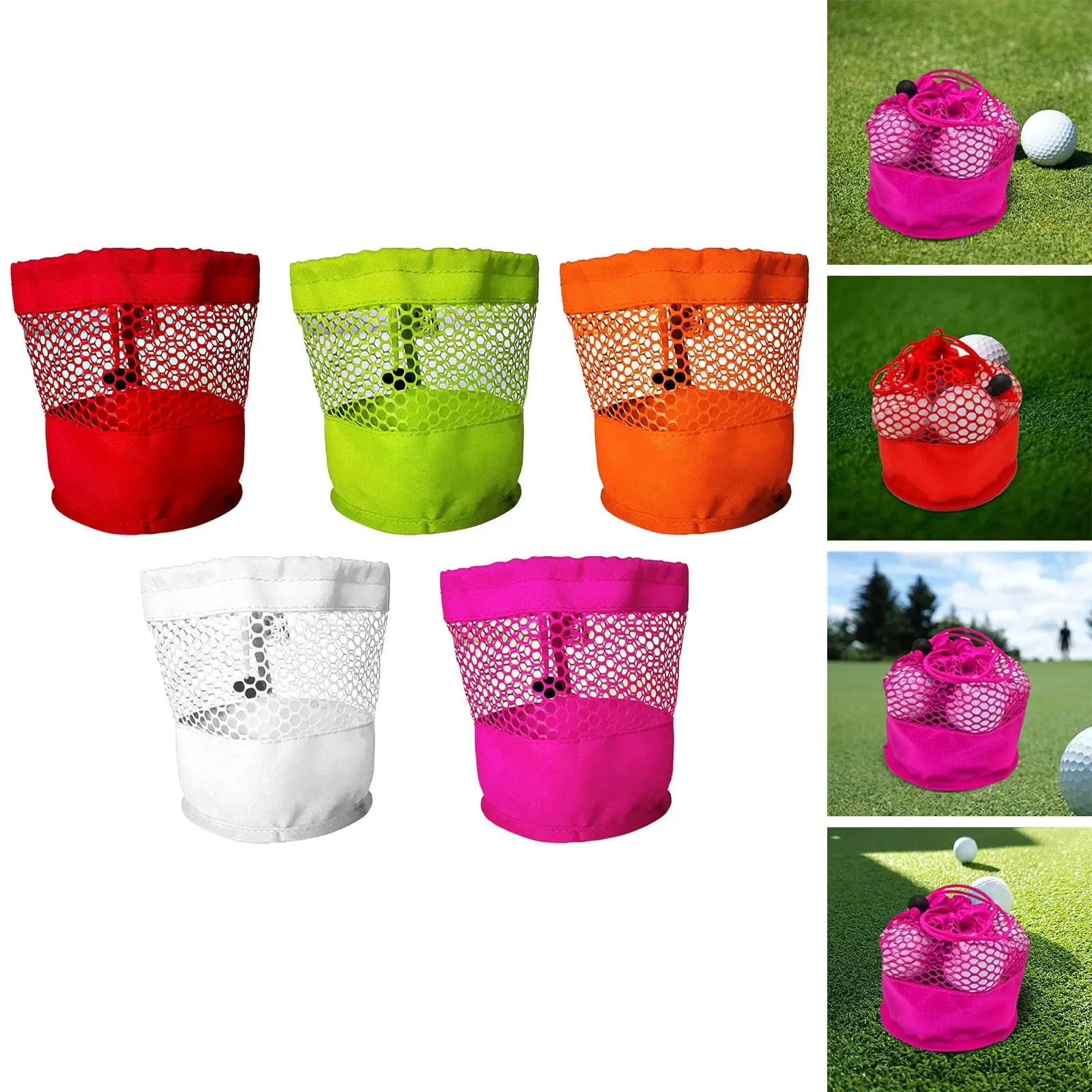 Golf Ball Bag Net Bag Holder Lightweight Drawstring Mesh Bag Drawstring Pouch for Washing Toys Diving Shower Golf Accessories