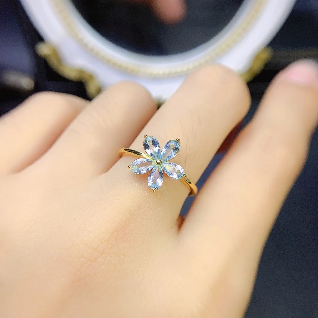 FS S925 Sterling Silver Inlay 3*5 Natural Sapphire/Tourmaline Ring With Certificate Fine Charm Women Weddings Jewelry MeiBaPJ