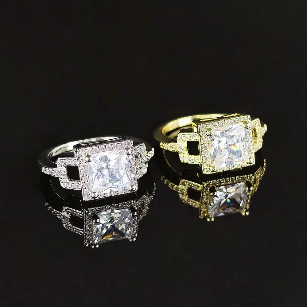 

Fashionable Luxury Square Diamond Ring for Women Trendy Elegant Copper Plated Gold Ring Universal Size for All