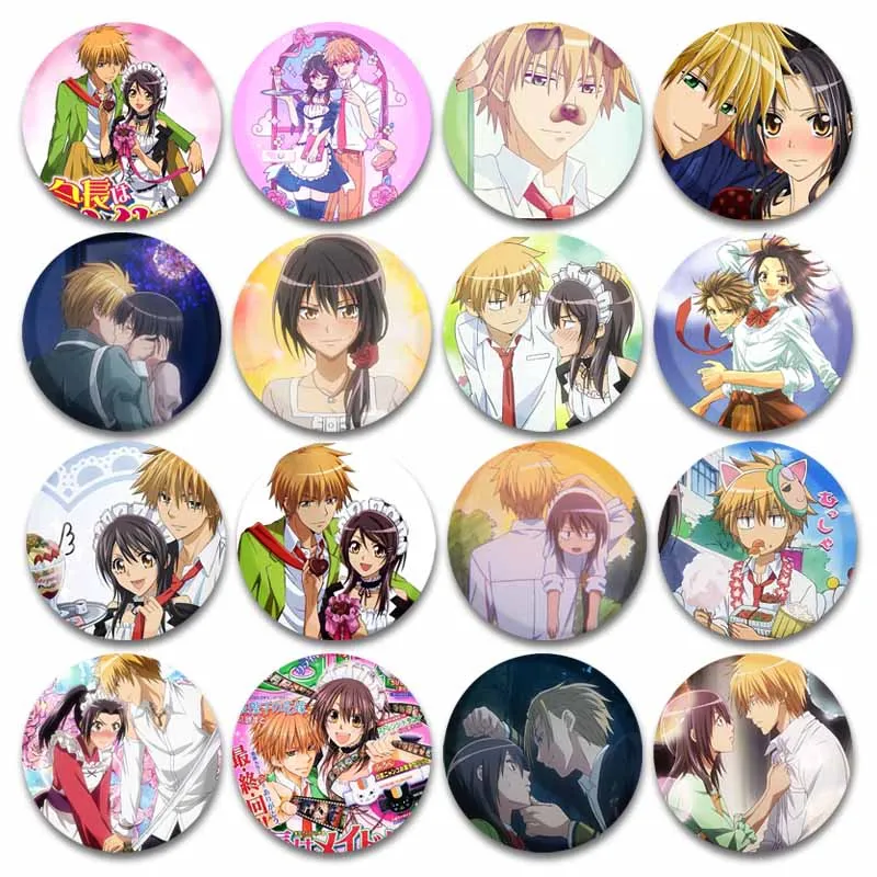 Japanese Anime Maid Sama Button Pins Cute Cartoon Character Brooch Tinplate Round Enamel Badge Bag Clothes Accessories Jewelry