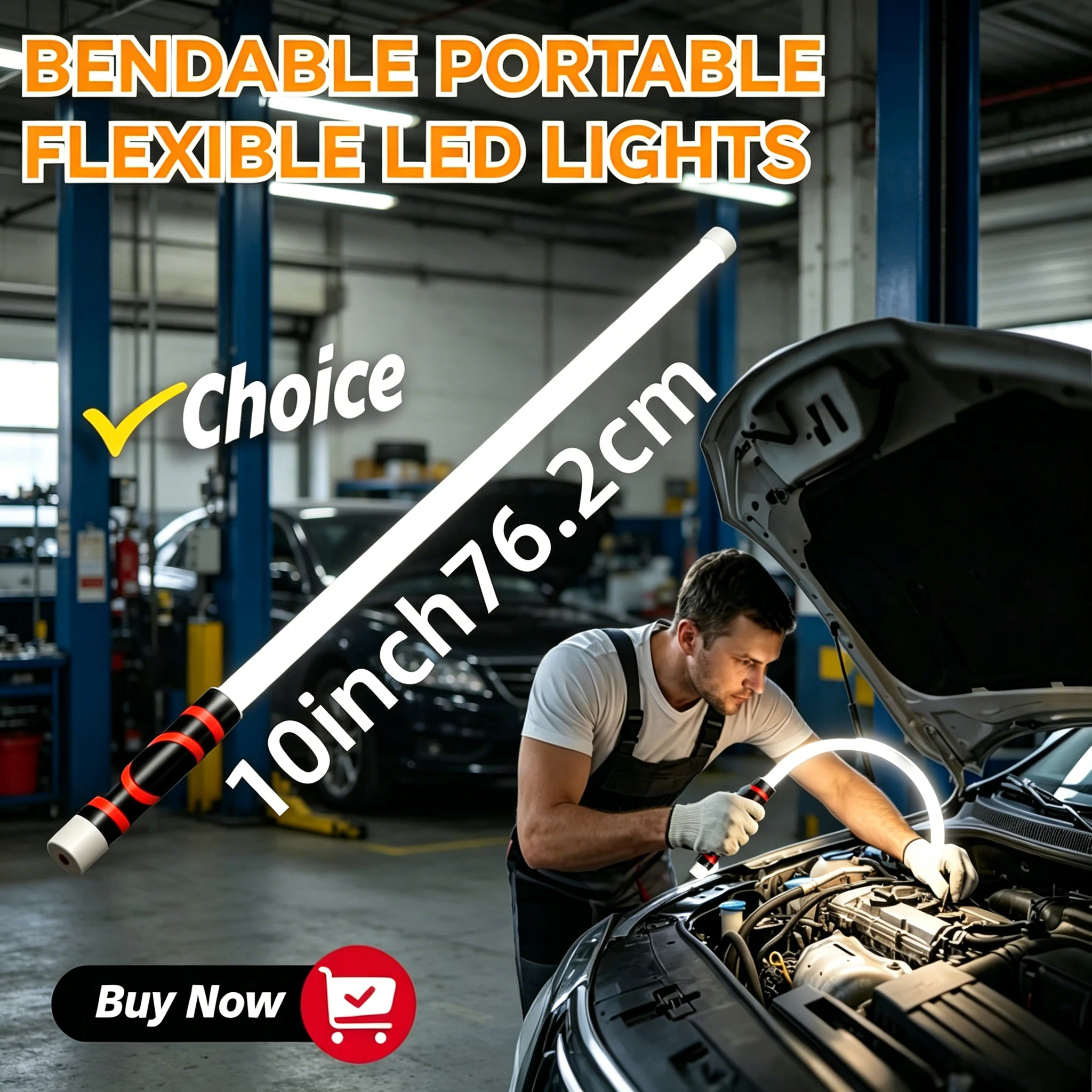 Portable Bendable Mechanical LED Flashlight Multi-functional Work Light for Auto Repair Garage Outdoor