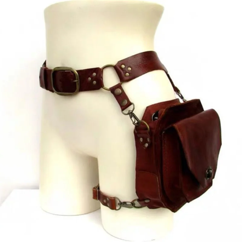 

Punk Retro PU Waist Bag Casual Small Square Hip Packs For women's Crossbody Cross Multi-function Outdoor Leg Phone Pouch