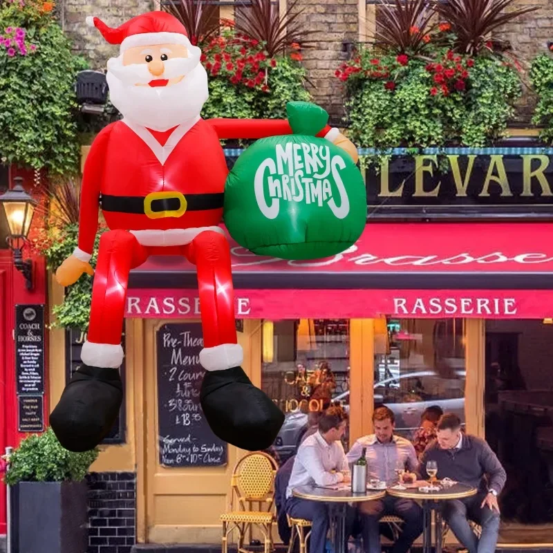 

Courtyard Inflatable Ornament Roof LED Christmas Decoration LED Luminous Santa Claus Sitting Inflatable Mold