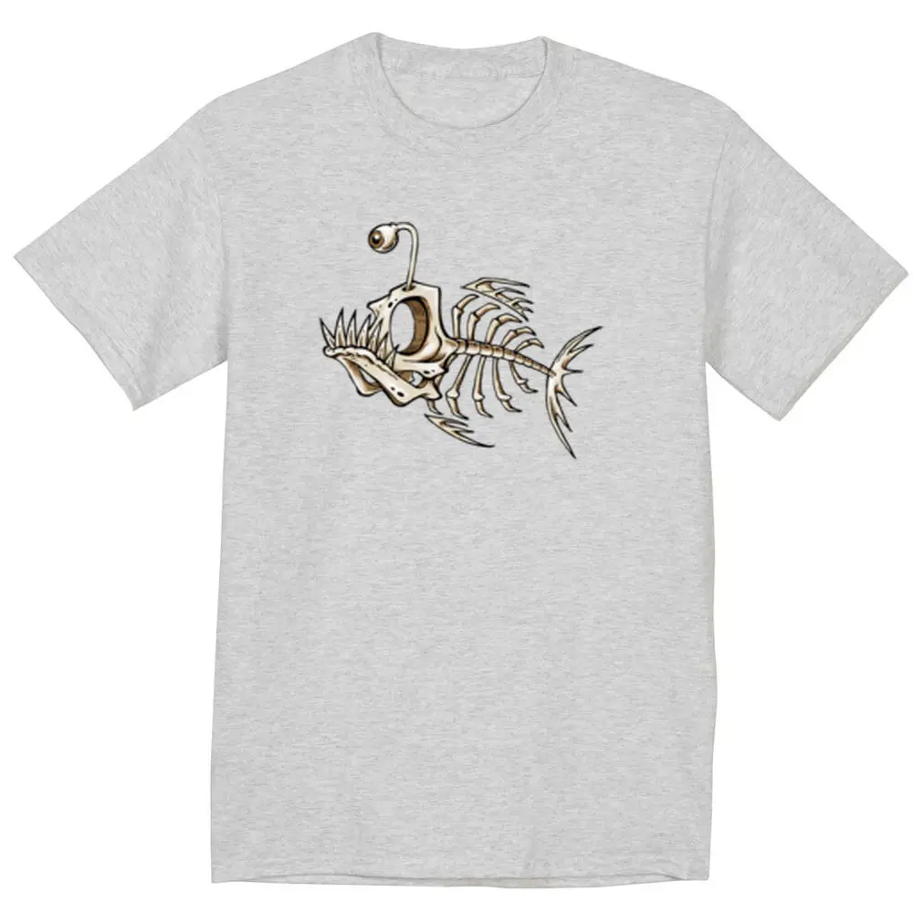 Fish Bones T-shirt Funny Men's Shirt Fishing Logo Graphic Tee Shirt For Men Unisex T-shirts For Man Woman Short Summer Tees