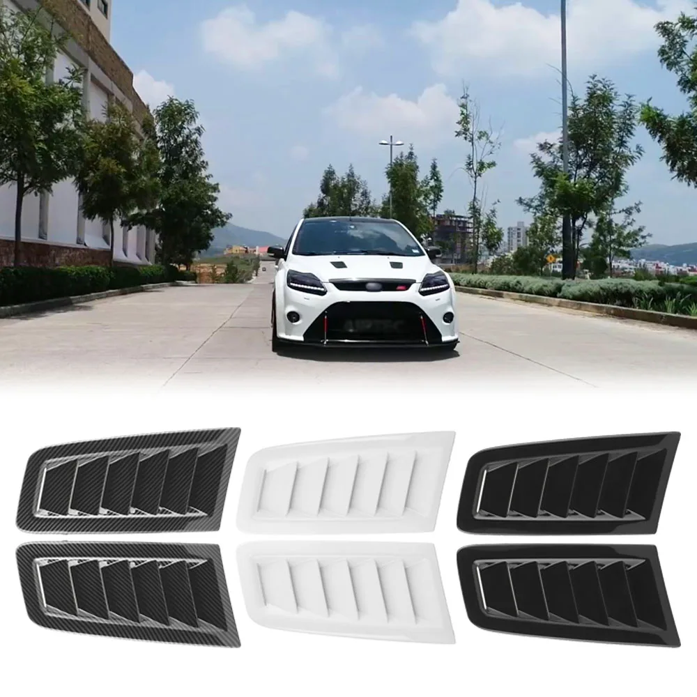 

2Pcs Universal Bonnet Air Vents Engine Hood Car Exterior Parts for Ford Focus RS MK2 Style Gloss White Car Front Vent