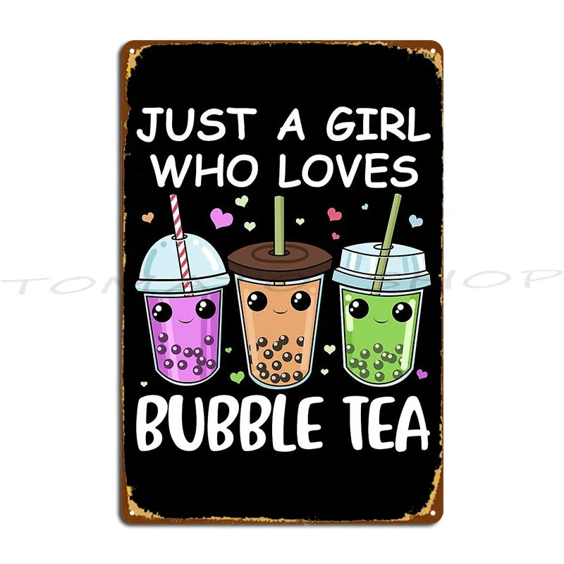 Kawaii Bubble Tea Lover Gift Asian Drinks Cute Anime Metal Sign Club Vintage Personalized Cinema Customize  Tin Sign Poster