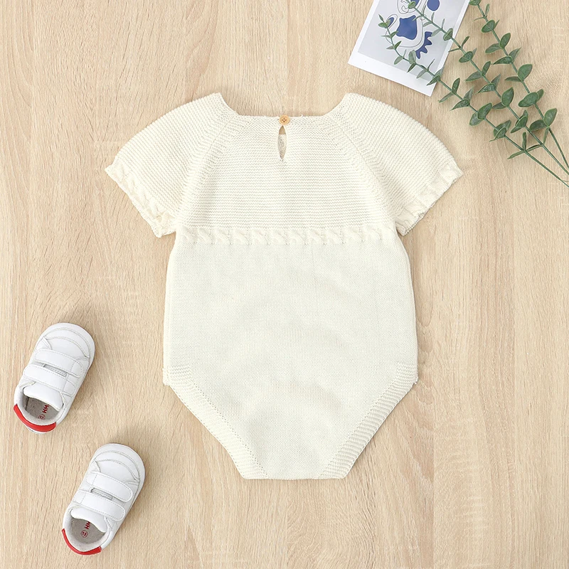 Cotton Baby Bodysuit Knitted Newborn Girl Boy Jumpsuit Short Sleeve Summer Infant Kid Clothes Solid Tops 0-18M Overalls Playsuit