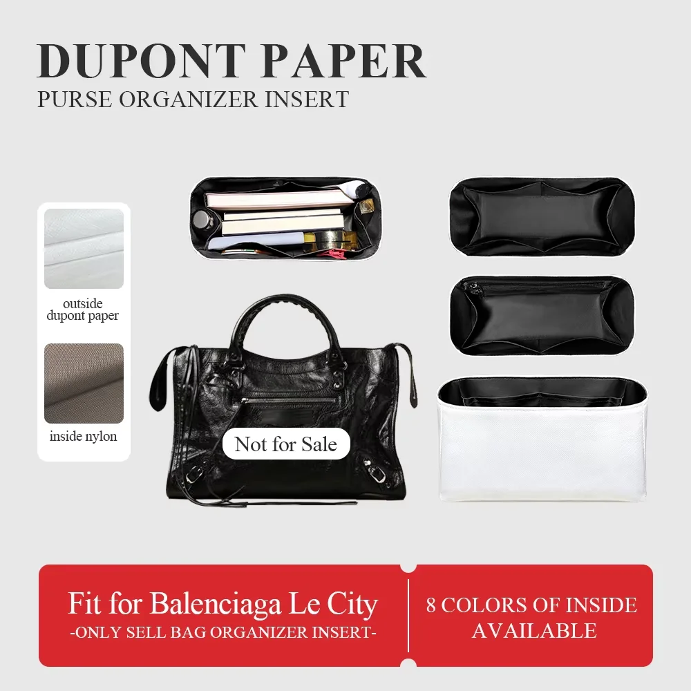 Dupont Paper Purse Organizer Insert Fit for Balenciaga Le City Handbag Lightweight Inside Purse Storage Bag In Bag Inner Liner