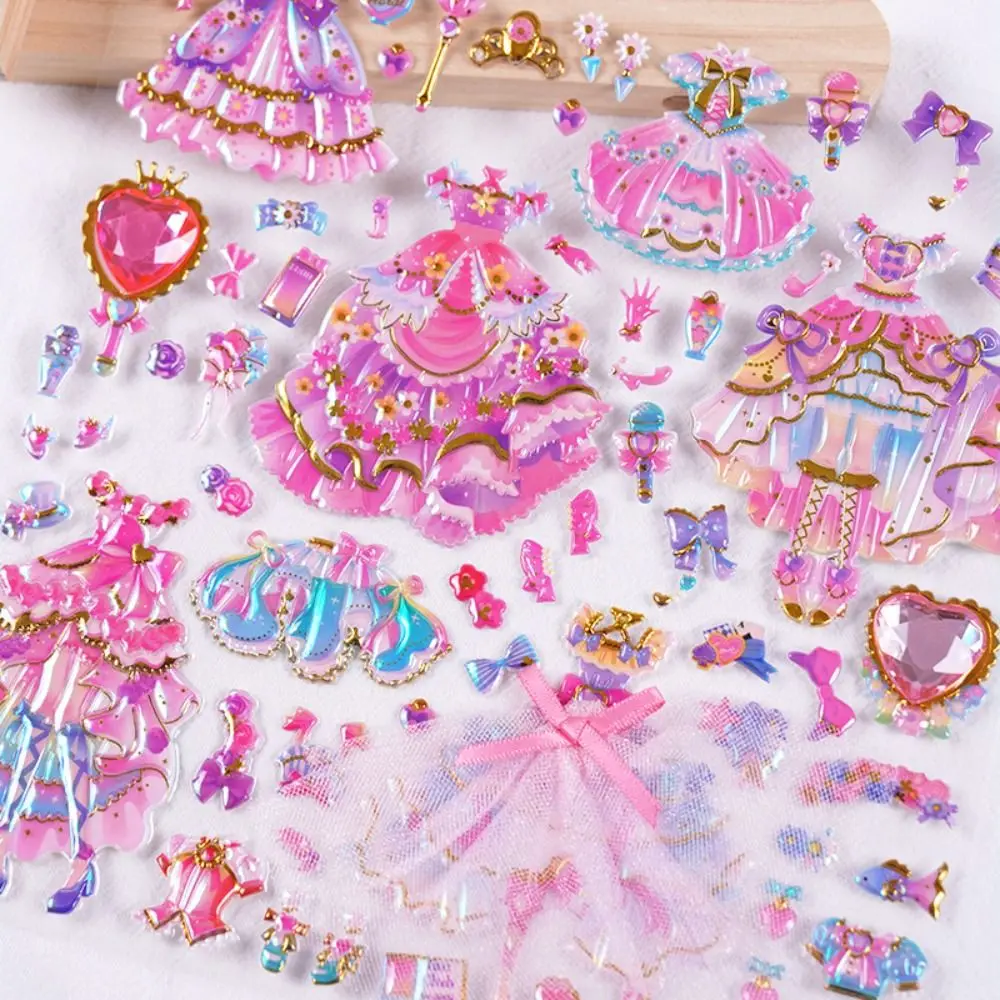 Pretty Princess Princess Changing Sticker Skirt Dress Gilding Dress Up Sticker Three-dimensional DIY Scrapbooking