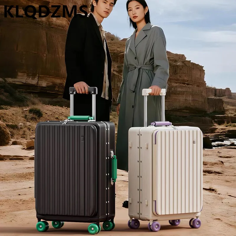 KLQDZMS Aluminum Frame Suitcase Large Capacity PC Trolley Boarding Case 20"24"26"28 Inch Women's Password Box Cabin Luggage Bag