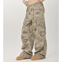 QWEEK Vintage Oversize Camouflage Cargo Pants Woman America Retro Hip Hop Baggy Trouser Harajuku Streetwear Wide Leg Pantalones