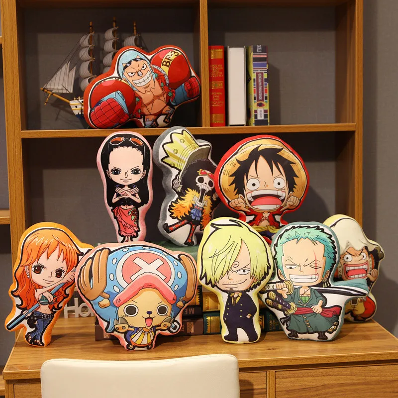 One Pieces Pillow Anime Luffy Zoro Chopper Sanji Figures Model Toys Cushion Pillow Home Sofa Decoration Funny Birthday Gift