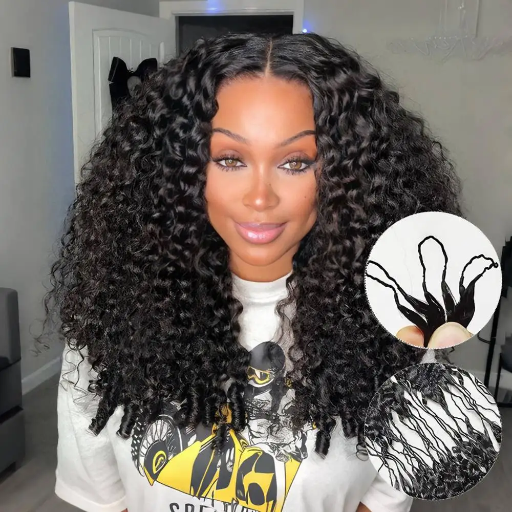 

Burmese Crochet Curly Feather 30 Inch Human Hair Curly Pre-Separated Knotless Crochet Remy Human Hair Extensions With Loop Brazilian Hair For Women