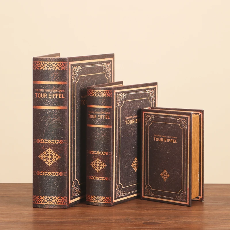 Vintage Fake Book Decorations Study Decoration Home Wooden Tabletop Decoration Book Storage Box Props