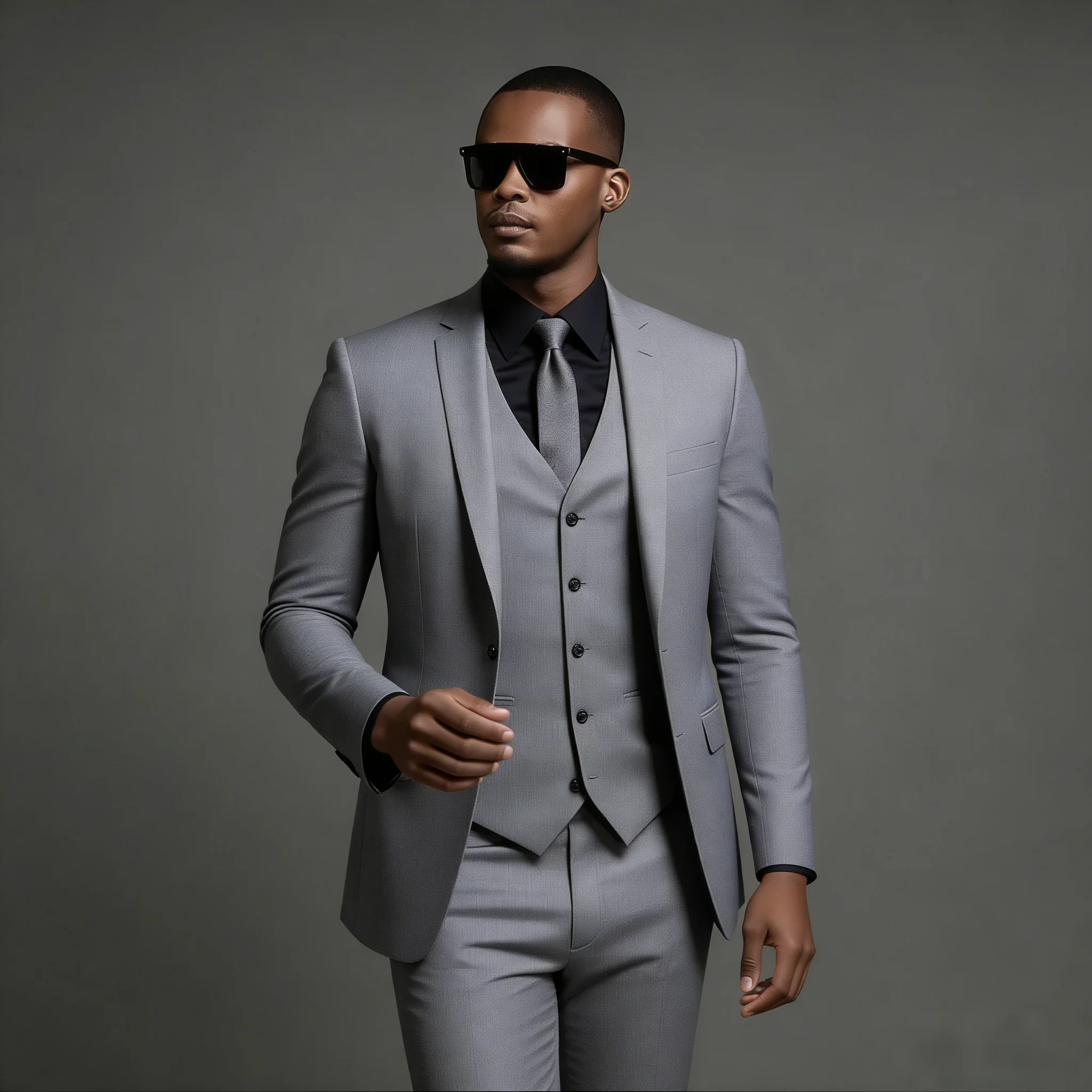 

Ligh Grey Business Mens Suit Groom Wear Formal Wedding Best Man Slim Fit Party Tuxedos For Men (Jacket+Vest+Pants) Terno