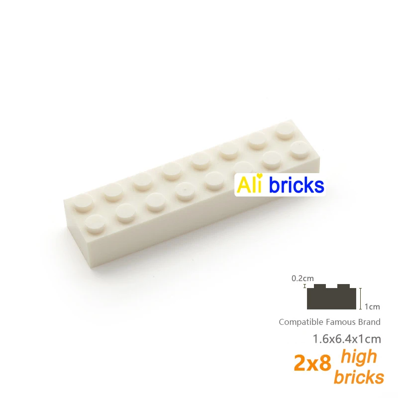 40pcs Bulk Building Blocks Thick 2x8 Dots Educational Creative Toy for Children Figures Plastic Bricks Size Compatible With 3007