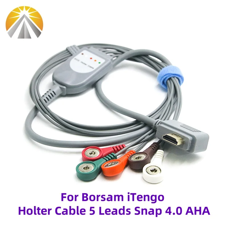 ECG Cable 5 Leads HDMI Plug Compatible for Borsam iTengo ECG Holter Recorder Cables With 5 Leadwires Snap 4.0 AHA - Image 3
