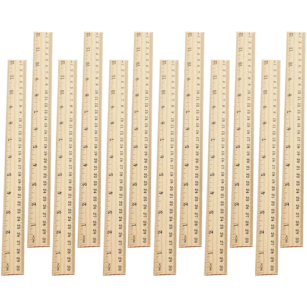 20 Pcs Wooden Ruler Rulers Metric for Office Straight Edges Drawing Small Measuring Learning Scale Measure Supplies