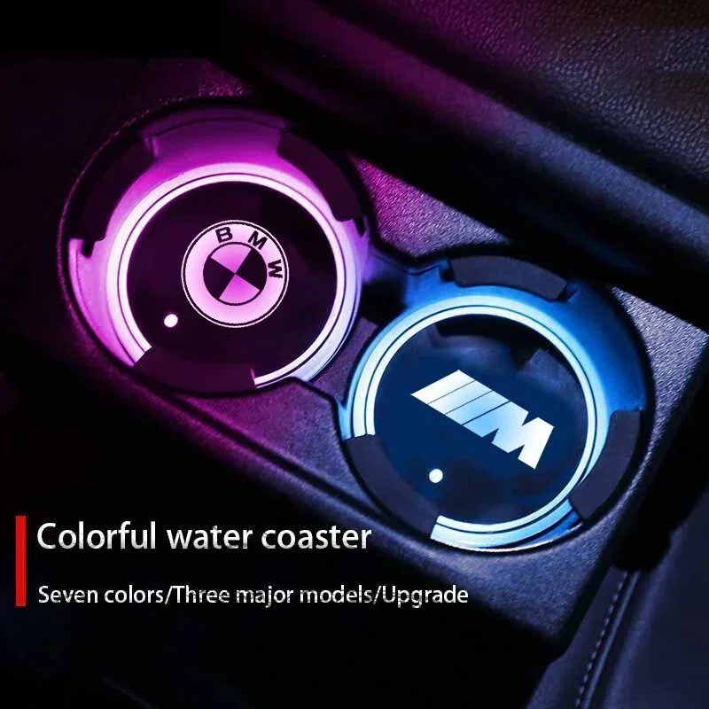 

7 Colors Car LED Luminous Water Cup Pads Auto Coaster Mats For BMW F11 F12 F07 F01 F02 F30 F35 F34 F36 GT E39 E46 E90 E36 E60