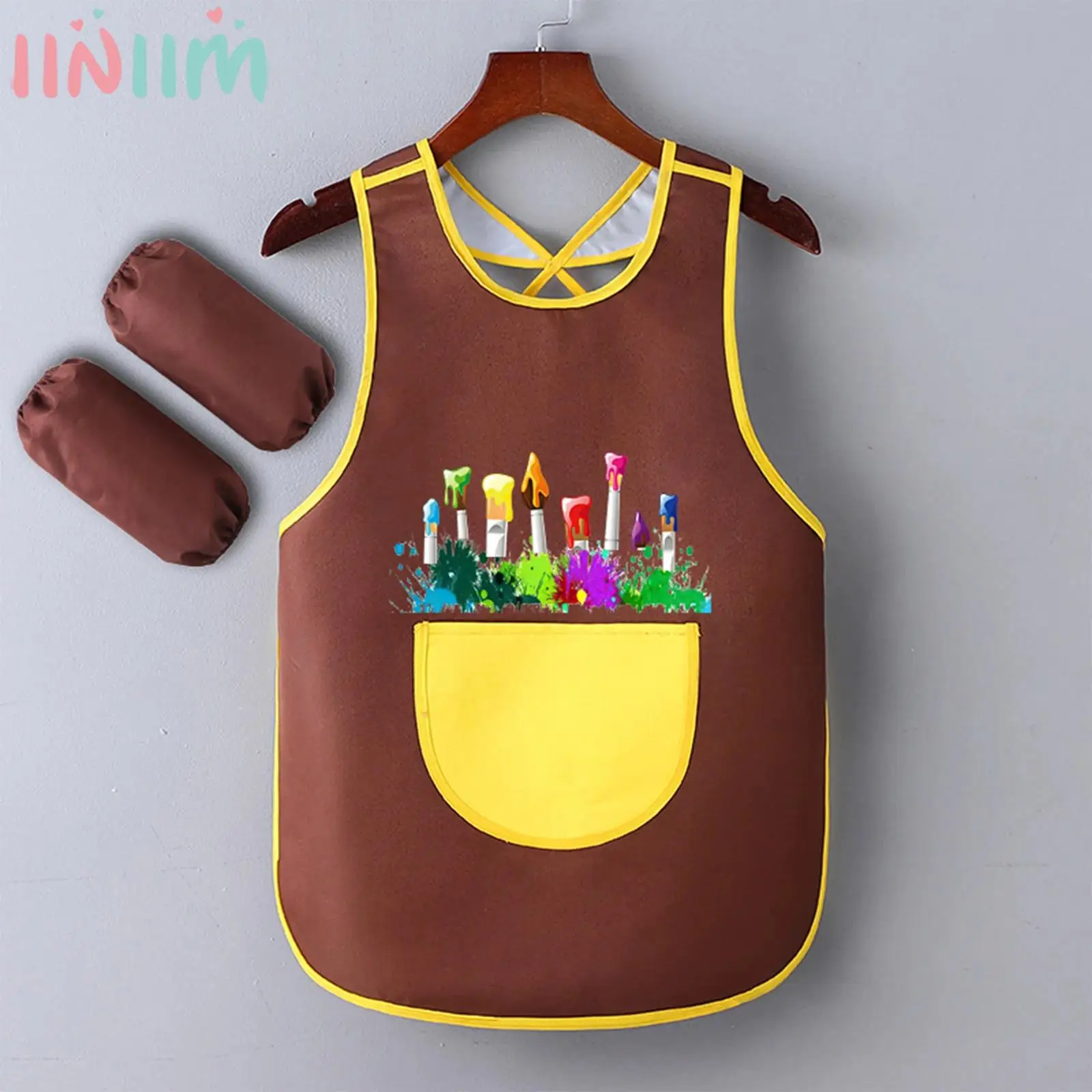 

Детский водонепроницаемый беспорядочный фартук для рисования, карнавальный костюм художника без рукавов, художественный рисунок, еда, кулинария, нагрудники с рукавами