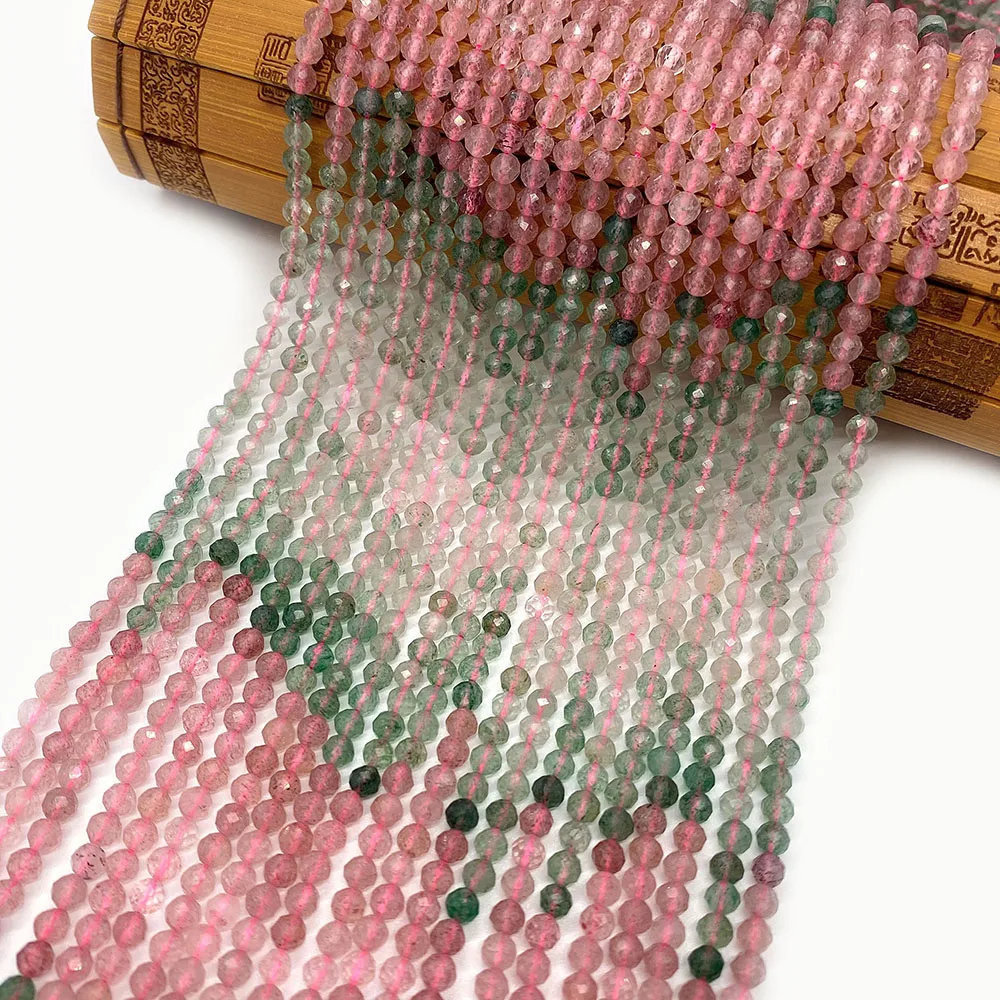 

Natural Stone Gradient Beads Round Crystal Agate Faceted Loose Beads for Jewelry Making Charm DIY Bracelet Necklace Earrings