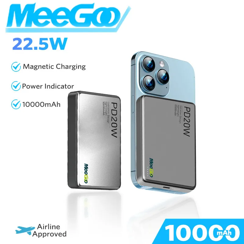 

MeeGoo Mini Wireless Power Banks Magnetic Slim super fast Power Bank Universal portable powerbank charger For iPhone Android new