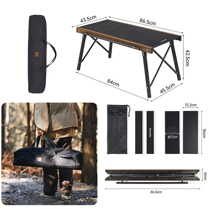 Naturehike Camping IGT Table Outdoor Portable Folding Table Camp Bbq Grill Table Picnic Backpacking Fishing Stove Black Tools