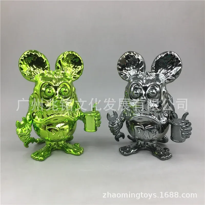 Rat Fink 11cm Mouse Anime Figures Toy American Car Modification Culture Car Decoration Model Doll Electroplated Edition Gift