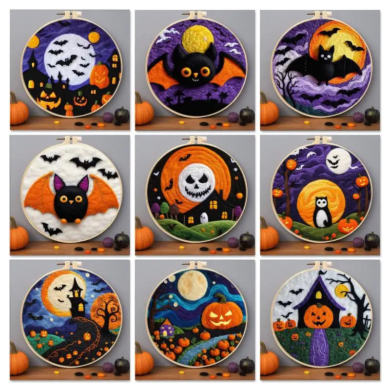 

Needle Felting Starter Halloween Scenery Felt DIY Craft Wool Needle Felt Painting Wool Felt Tools Kit Home Decors Diy Gift