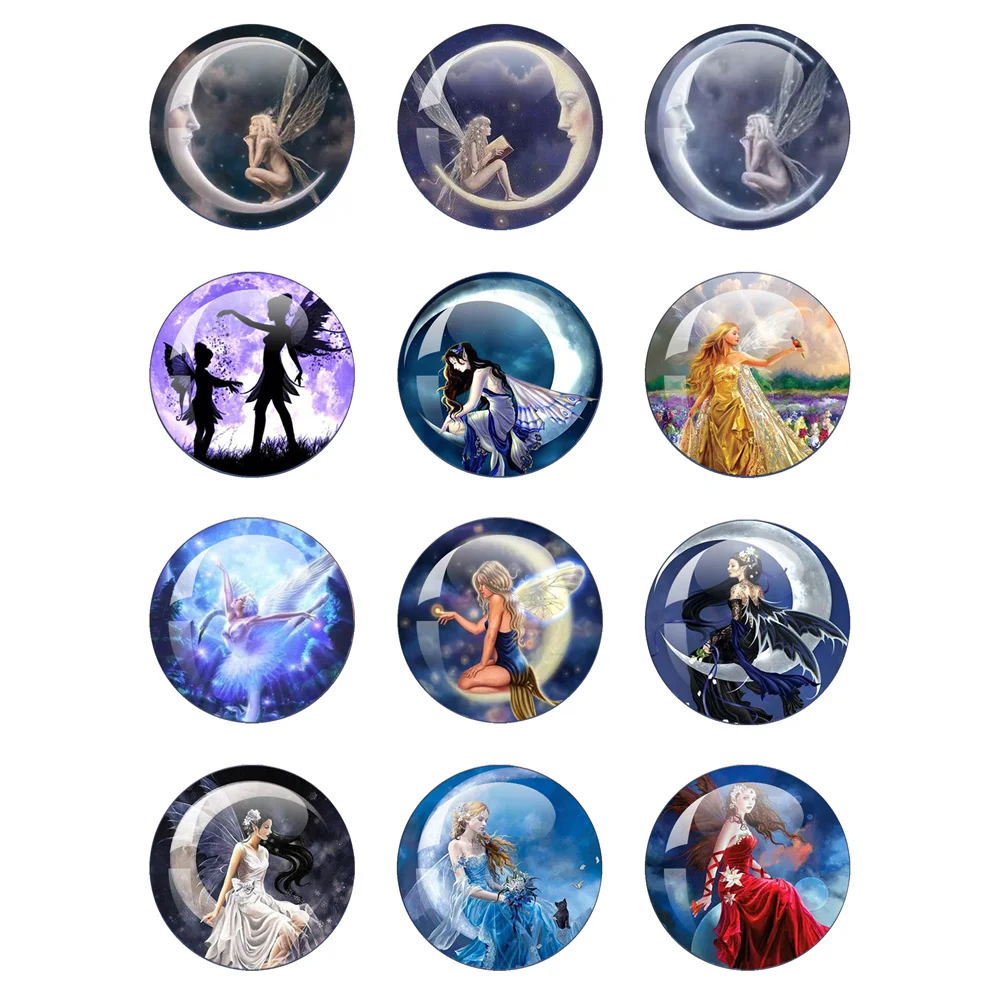 Moon Elf Angel Fairy Cabochon Glass 12mm-40mm Round Glass Demo  Back Making  Jewelry Findings Jewelry Gifts For Men And Women