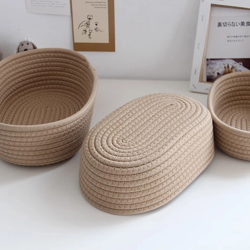 Nordic Cotton Rope Woven Storage Baskets Desktop Sundries Organize Basket Kids Toys Organizer Box Cosmetics Storage