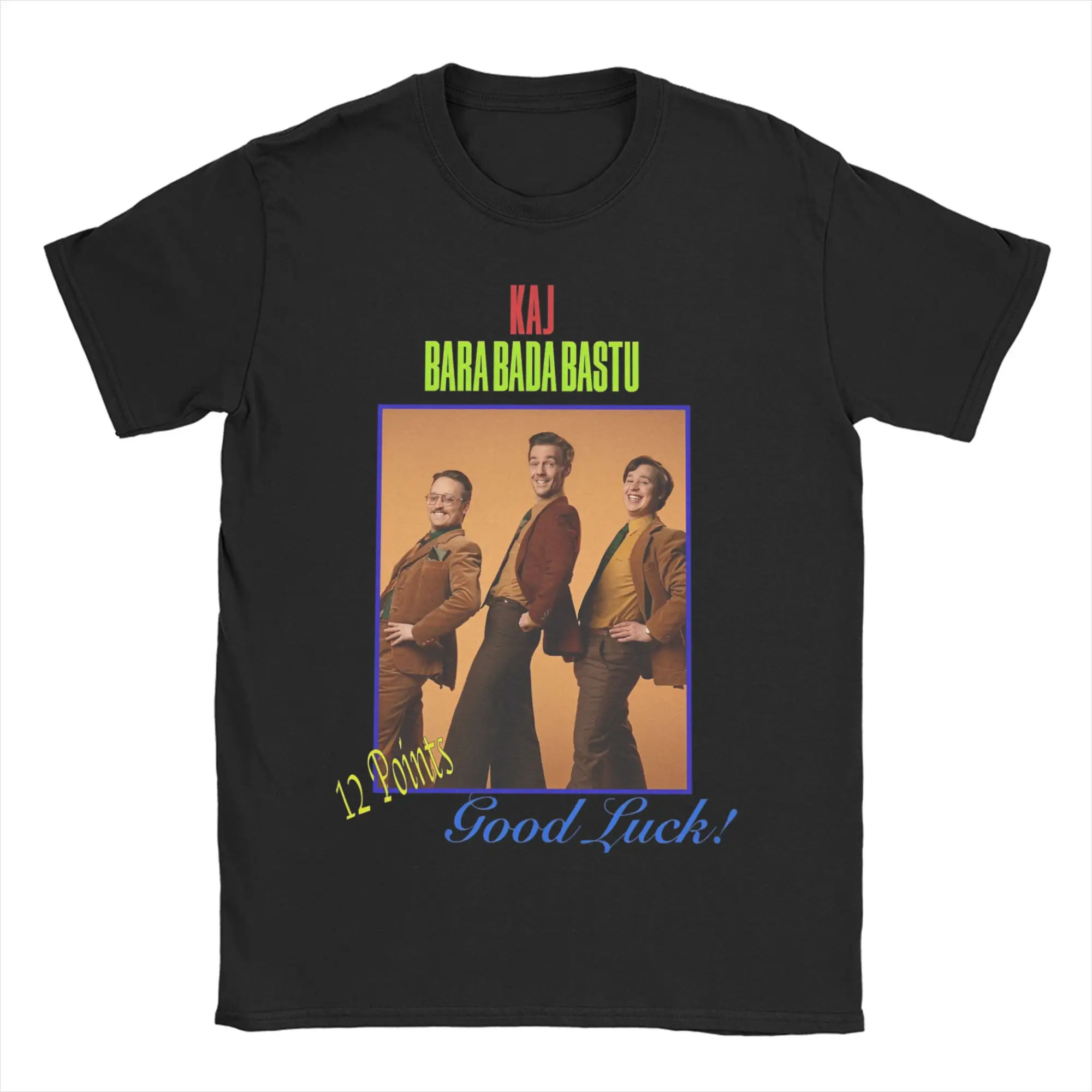 تي شيرت رجالي Bara Bada Bastu من KAJ تي شيرت قطني عتيق بأكمام قصيرة من Eurovisions 2025 تي شيرت برقبة دائرية أصلي