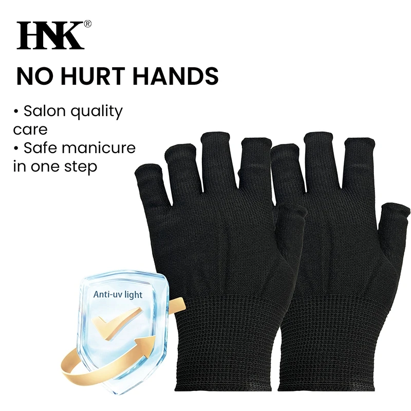 Black Short Weaving Fabric Gloves For Uv Protection Anti-blackening Nail Art Uv Light Therapy Machine