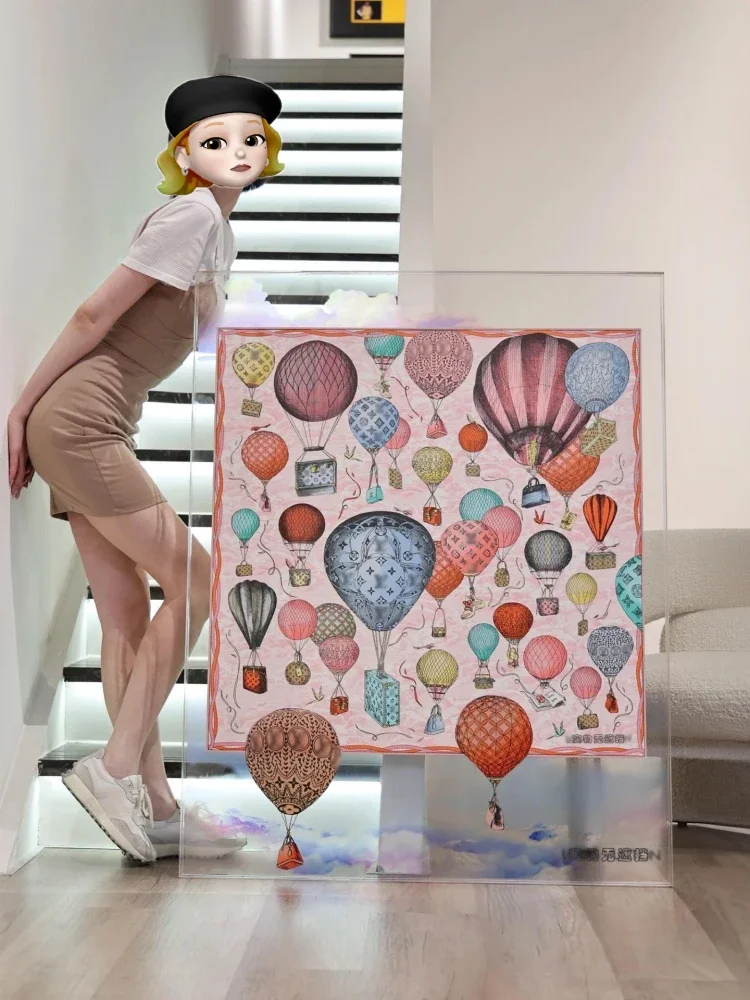 Silk scarf decoration painting light luxury luxury French living room entrance door entrance corridor hanging painting