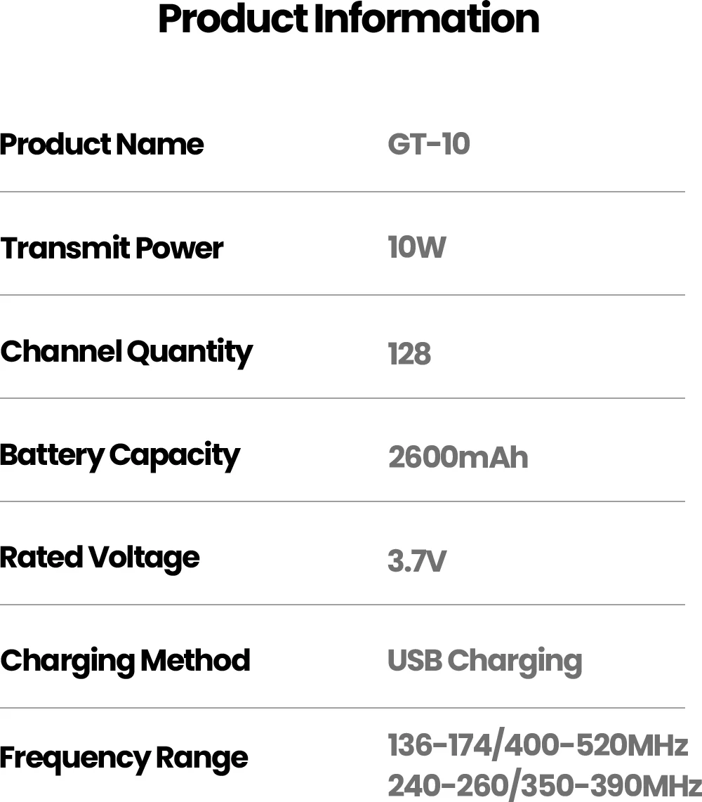 Hx GT-10 profissional ao ar livre walkie talkie para caça uhf/vhf tipo-c/doca de carregamento 1.77 "tela colorida bateria de grande capacidade