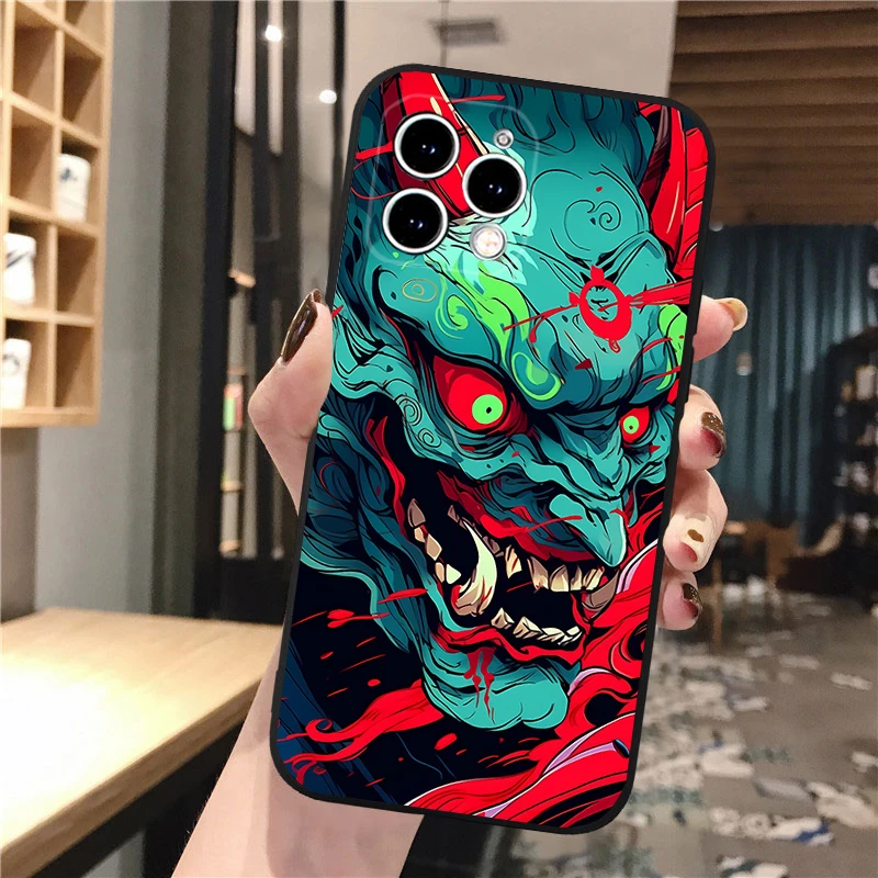 Oni Mask Japan Art Phone Case For iphone 16 15 14 Pro Max 16 15 14 13 12 Pro 15Plus iphone 11