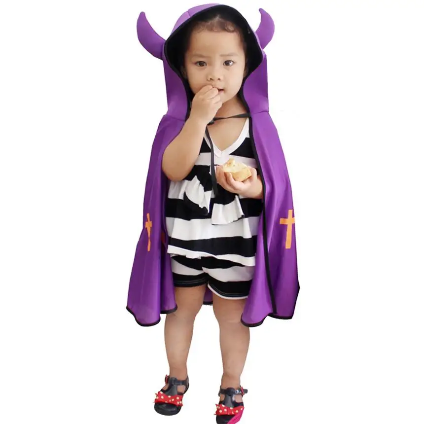 loween Costume per bambini 2024 Abito da piccolo diavolo Tri-or-Treat Abbigliamento per bambini piccoli Fibra di triacetato di poliestere