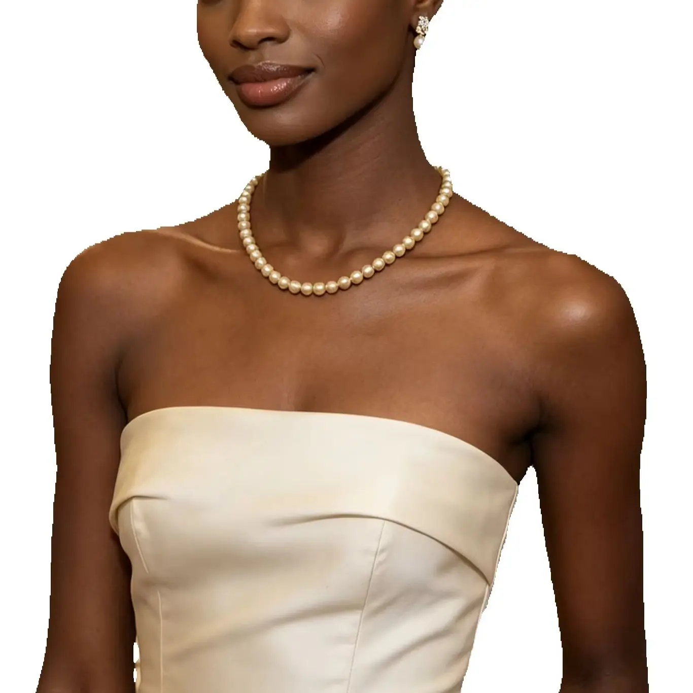 

Dainty Single-Strand Champagne Pearl Necklace, Versatile Style