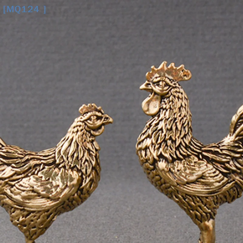 

【MQ124】1/2PCS Miniatures Copper Rooster And Hen Ornaments Solid Brass Rooster Small Statue Office Desktop Ornaments