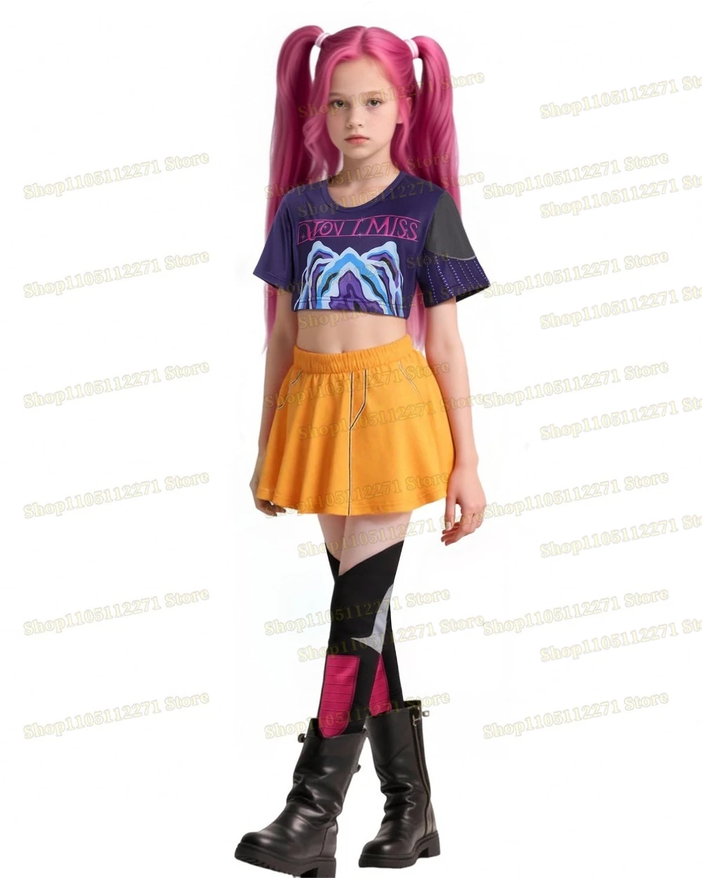 

Halloween Cosplay Demon Costumes Kids Pop Singer Embroidery Coat Top Shorts Costume Dance Stage Outfit Set