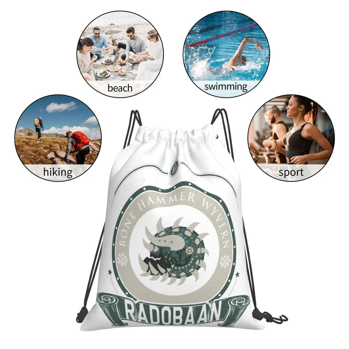 Radobaan Crest Backpacks Multi-function Portable Drawstring Bags Storage Bag Book Bags For Man Woman School