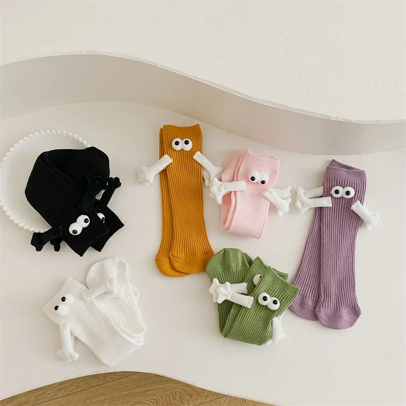 New Children\'s Hand-holding Socks Cotton Magnetic Pull Hand Cute Socks Boys and Girls Mid-calf Socks Cotton Cute Baby Socks