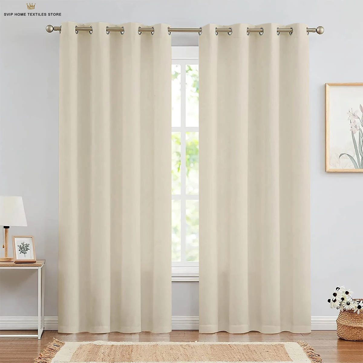 2 Pieces Window Curtains Dark Red Solid Color Printed Curtain Rod Pocket Bedroom Living Room Kitchen Decorative Curtains