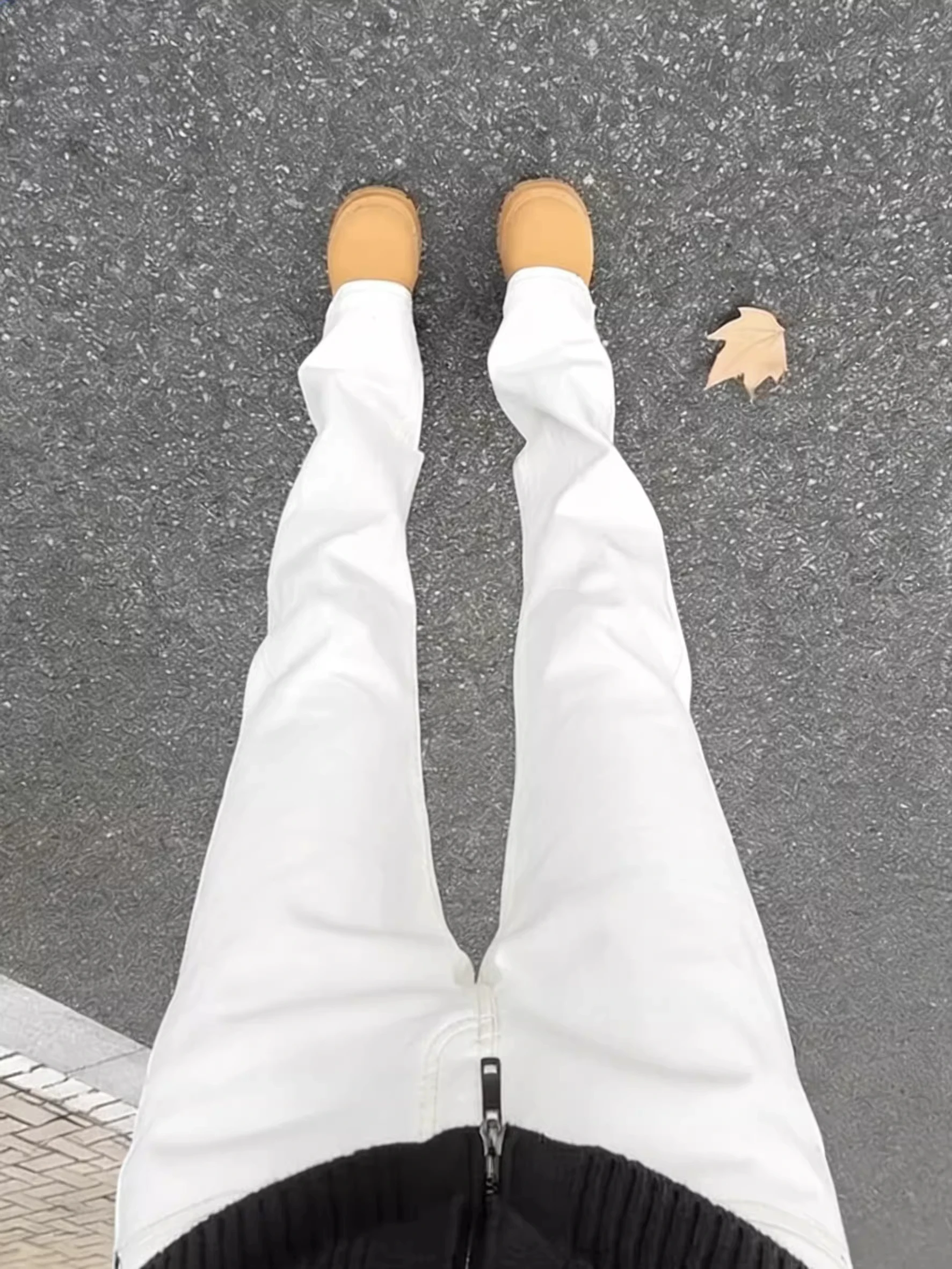 

Мужские джинсы American Sle Cleanfit белые, весенние, прямого кроя, зауженные, с высокой талией, узкие, с легким клешем