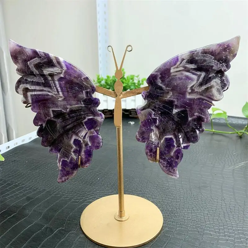 

Natural Large Size Dream Amethyst Butterfly Wings Crystal Carving Healing Beautiful Study Decorations Birthday Present 1pair