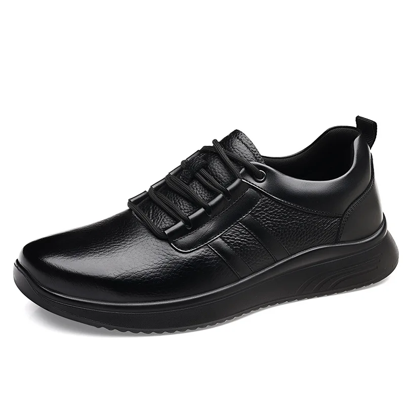 

Spring Autumn New Leather Sneakers for Men Solid Color Lace Light Designer Shoes Male Soft Sole Fashion Casual Shoes Man