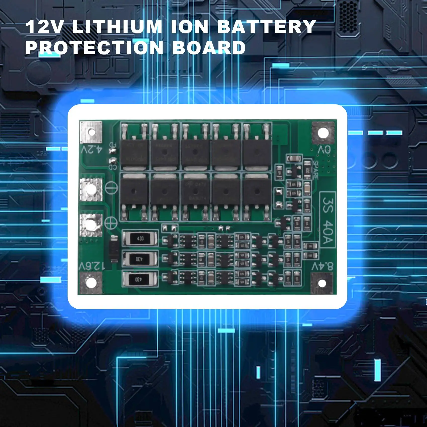 Pcm Battery Protection Board, 3S 40A, para chave de fenda, 12V Li-Ion, 18650, Balance Li-ion Battery Cell Pack Module