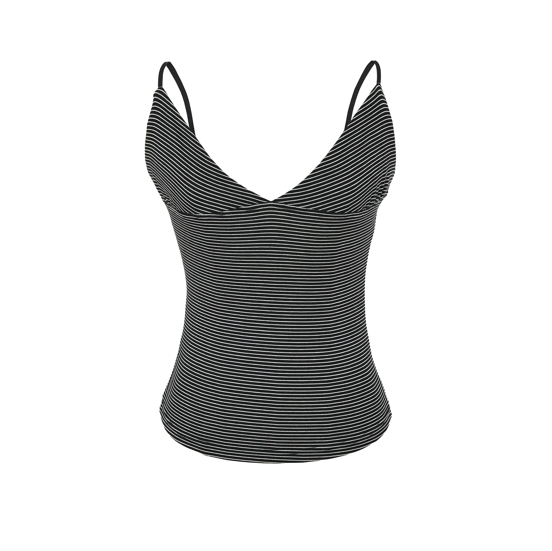 Striped Camisole Top for Women V-Neck Elastic Waistband Sexy Tight Small Vest Outer Wear Hot Girl's Style
